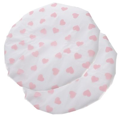 Baluue 2pcs Reusable Static Shower Caps for Women Double Layer Self-heating Hair Care Bonnet Cute Heart Pattern for Hair