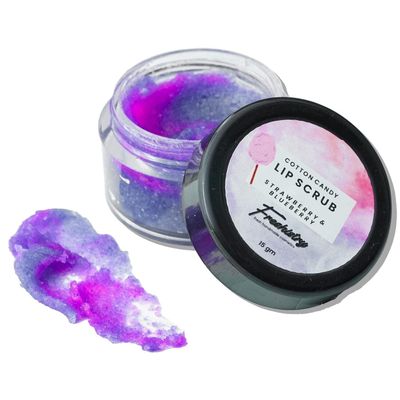 Cotton Candy Lip Scrub, Starwberry, Blueberry Enriched With Vitamin C, Nourishment & Moisturization, For Dry Lips, Dark Lips, Smokers 15 GM