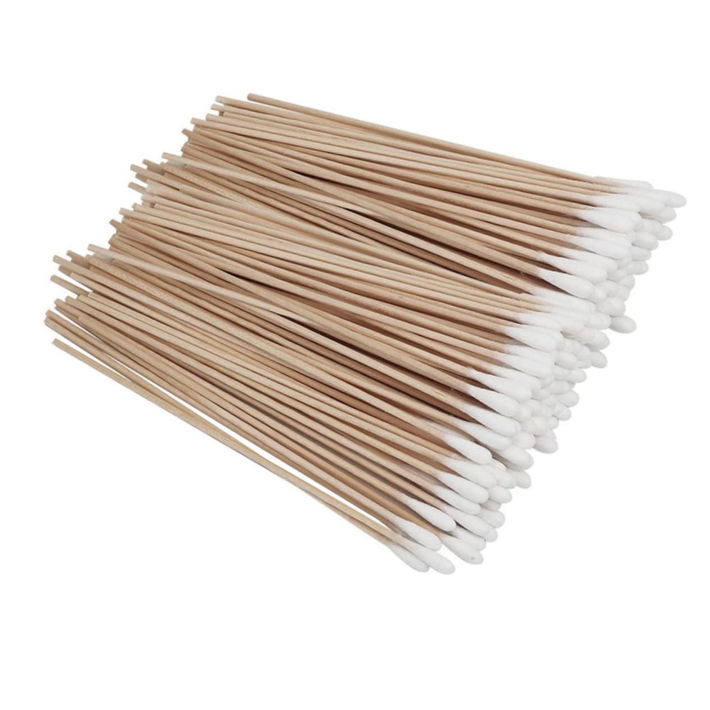HAPINARY 500pcs Long Handle Cotton Buds Wooden Stick Pack Multi-purpose Cotton Sticks for Cleaning Microblading