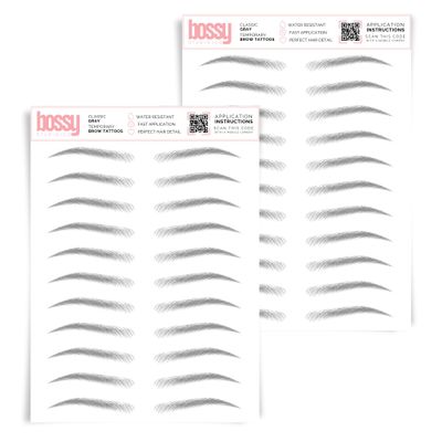 2 Pack Temporary Eyebrow Tattoos Waterproof Eyebrow Stickers, False Tattoos Hair Like Peel Off Instant Transfer Brows For Women And Men | Natural Strokes, Shaping (classic, gray)