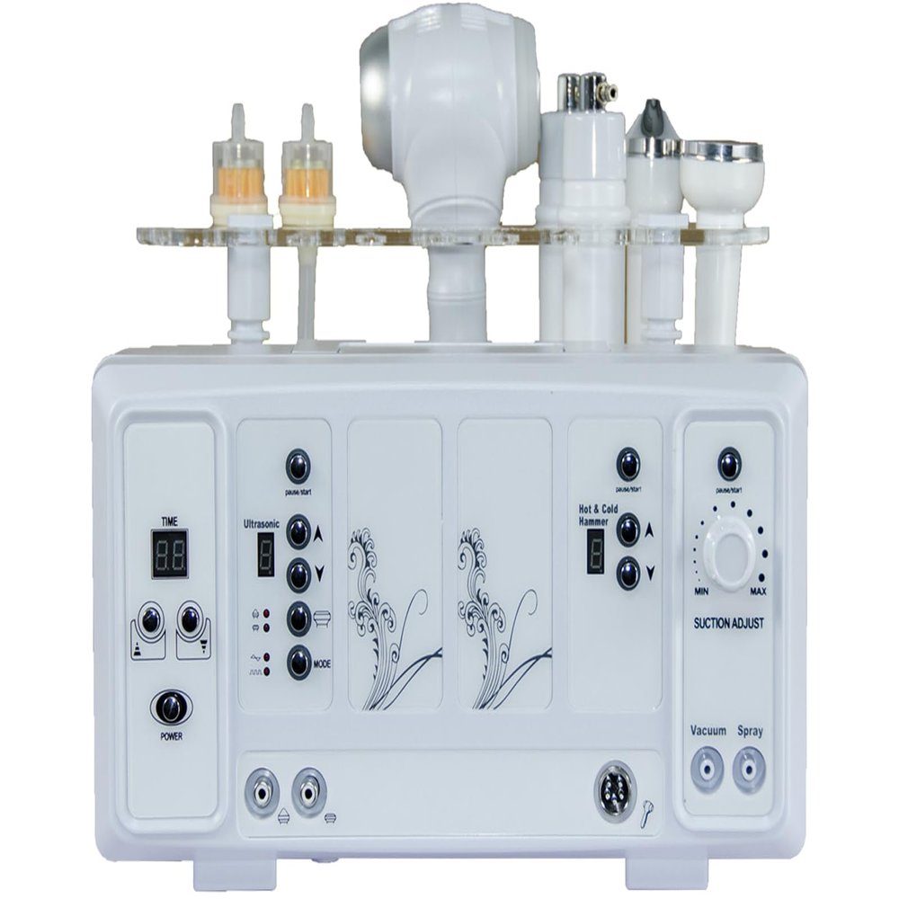 Professional 5-in-1 Facial Machine, Multifunction Spa Equipment with Microdermabrasion, Blackhead Vacuum, and Hot & Cold Facial Hammer