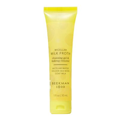 Beekman 1802 Micellar Milk Froth Face Wash Hydrating Gel to Foam Facial Cleanser & Makeup Remover with Goat Milk & Golden Sea Moss, Gentle Foaming Face Wash for Sensitive Skin Travel Size