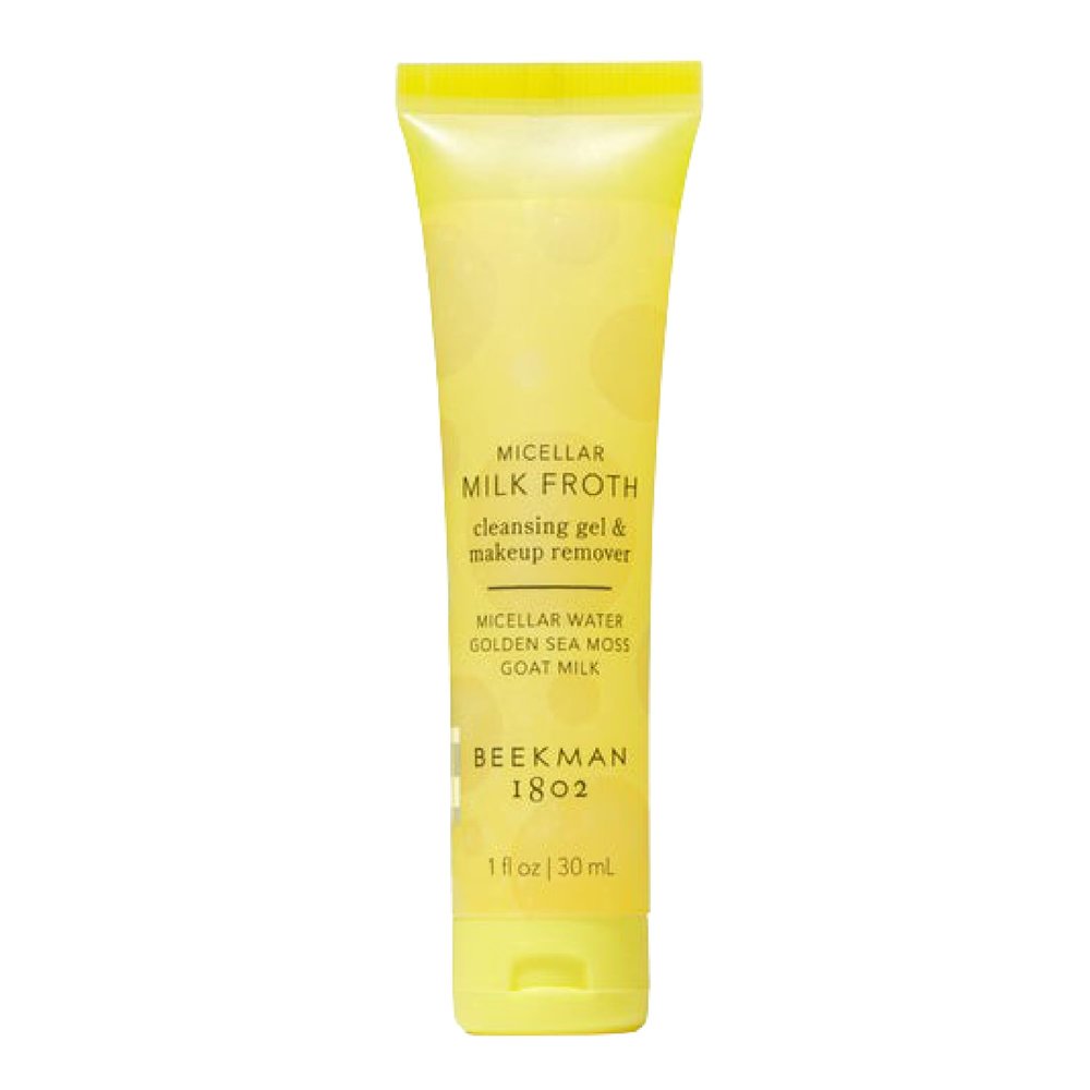 Beekman 1802 Micellar Milk Froth Face Wash Hydrating Gel to Foam Facial Cleanser & Makeup Remover with Goat Milk & Golden Sea Moss, Gentle Foaming Face Wash for Sensitive Skin Travel Size