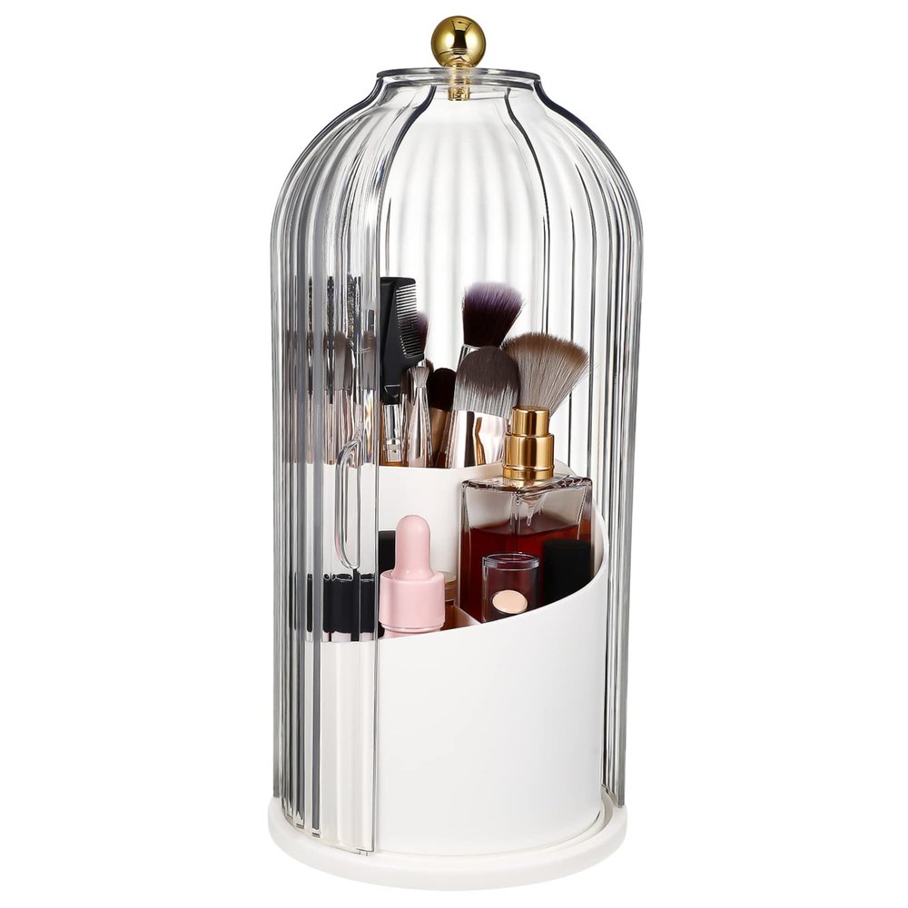 Alipis 360degree Rotatable Makeup Brush Organizer Box Cosmetic Brush Storage Container Home Storage