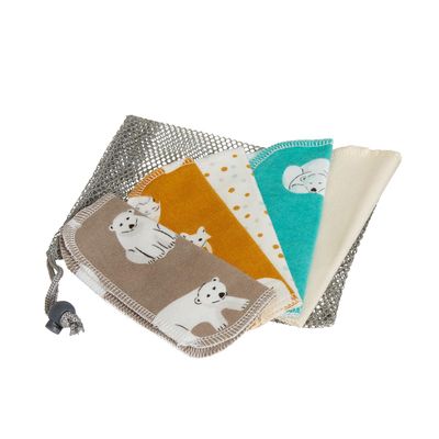 5-Count Organic Cotton Flannel Wipes Reusable, Quick-Drying, Soft & Absorbent | Decorative Print Cloths for Delicate Skin, Facial Care & Daily Cleansing | 5x6, Two-Ply, USA-Made