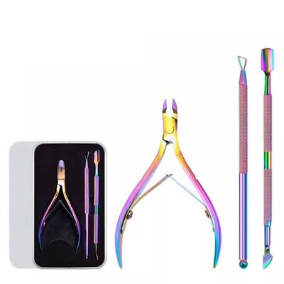AFPSDLFJDLS Cuticle Scissors 3p Stainless Steel Nail Push Fingernail Pick Clippers Remove Professioal Pedicure Tools