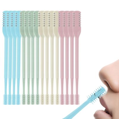 2-in-1 Nasal Hair Cutter, 360 Rotating Nose Hair Trimmer Sided Nose Hair Knife Nostril Hair Remover Tool,Manual Nose Hair Trimmer with Ear Picker for Women Men (C-12PCS)