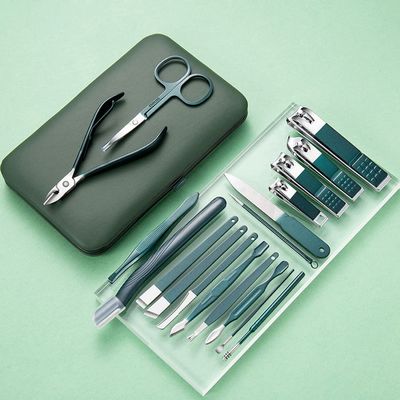 AFPSDLFJDLS Dark Green Stainless Steel Nail Scissors Manicure Cutters Nail Clipper Set Pedicure Care Tool Cuticle Nipper
