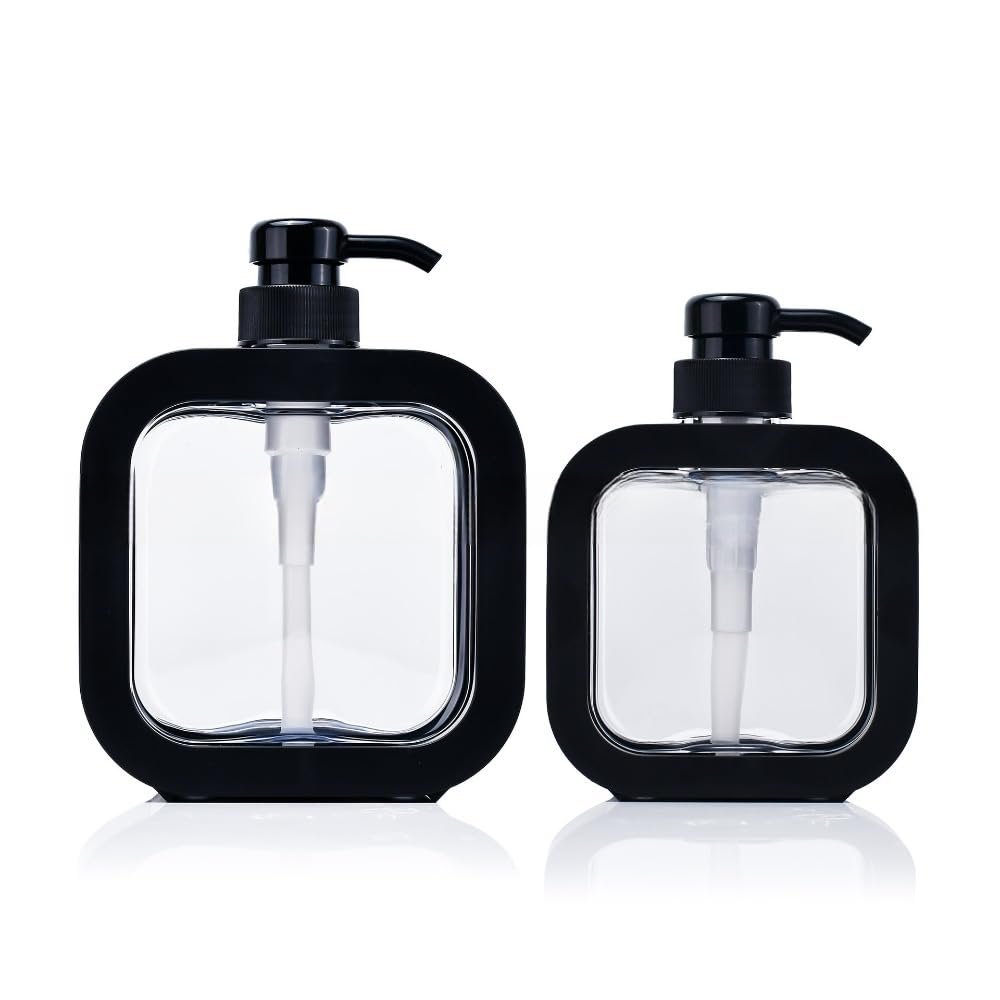 10PCS 300ml/500ml Empty Refillable Pump Bottles with Removable Shell Empty Plastic Lotion Soap Dispenser Large Capacity Liquid Container Household (Black,500ml)