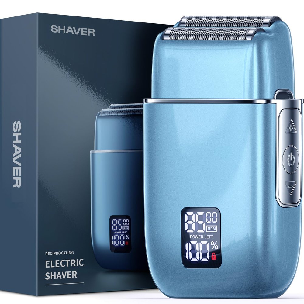 Electric Razor Electric Shaver for Men,Upgraded Foil Shaver with 3 Speeds, Double Floating Blade IPX7 Waterproof Wet/Dry LED Display USB Type C Rechargeable