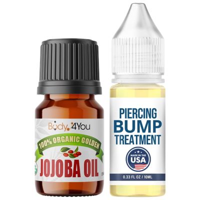 BodyJ4You Piercing Aftercare Kit - 100% USDA Organic Jojoba Oil - Natural Bump Keloid Removal - Pure Vegan Solution for Skin Recovery - Soothe and Moisturize Ear Gauges, Tragus, Nose, Septum, Lip, and