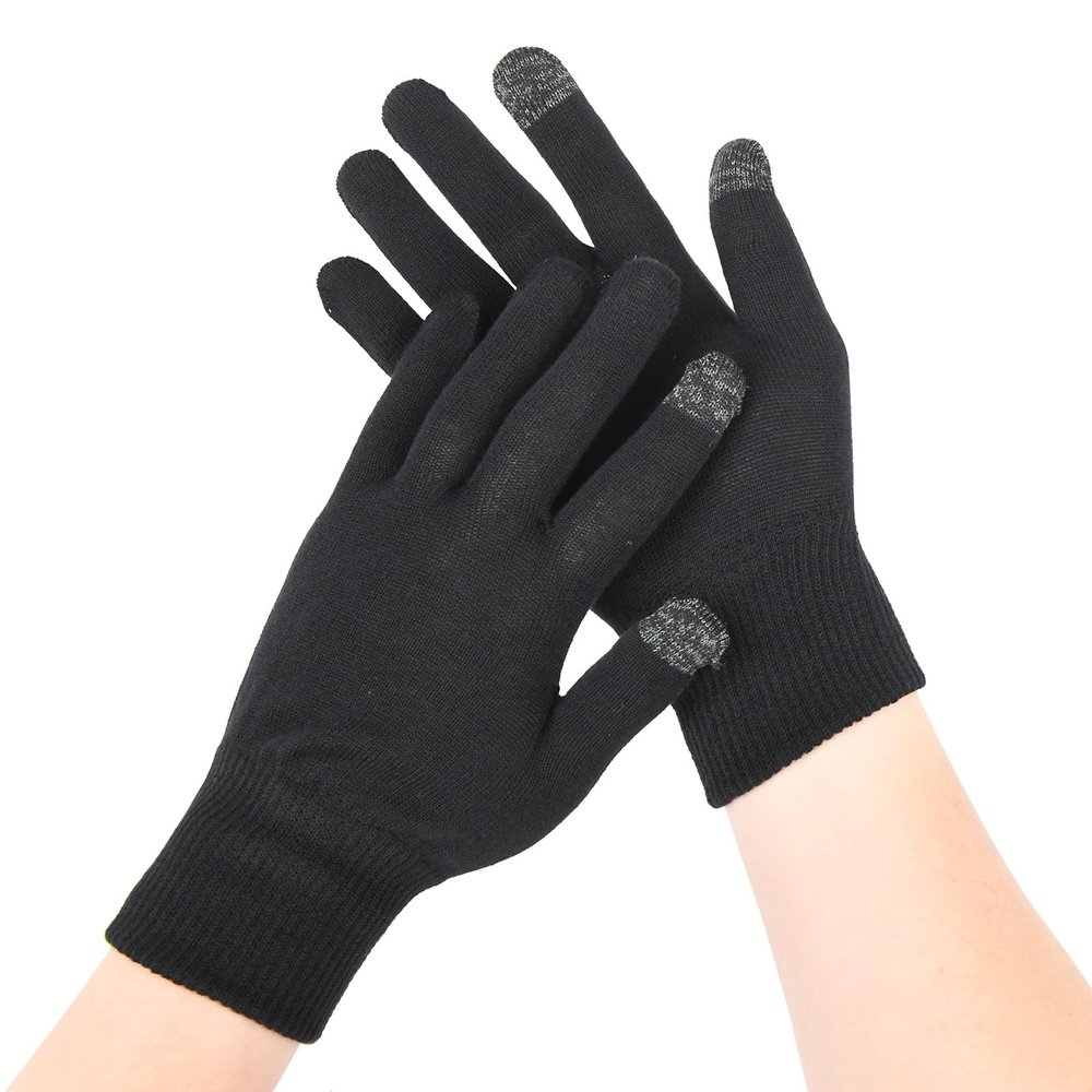 Donfri 2 Pairs Cotton Moisturizing Gloves Men Touchscreen Fingers for Eczema Dry Hands Hand Care Overnight Moisturizing (Large-Black)
