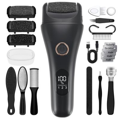 Callus Remover for Feet, 3 Speed Electric Foot Scrubber with Larger Grinder&LCD Display, Wet&Dry Using Foot File Professional Pedicure Tools, Foot SPA to Remove Callus Cracked&Hard Dead Skin (Black)