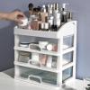 3 Tiered Desk Organizer Drawer, Cosmetic Storage Box Transparent Plastic Makeup Organizer Storage Multifunctional Cosmetic Display Cases for Stationery Jewelry view 3