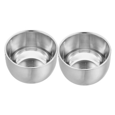 HAPINARY 2pcs Stainless Steel Shaving Bowl Men's Shaving Soap Mug Shave Foam Cup Stand Double Layer Foaming Dish for Travel Home Use
