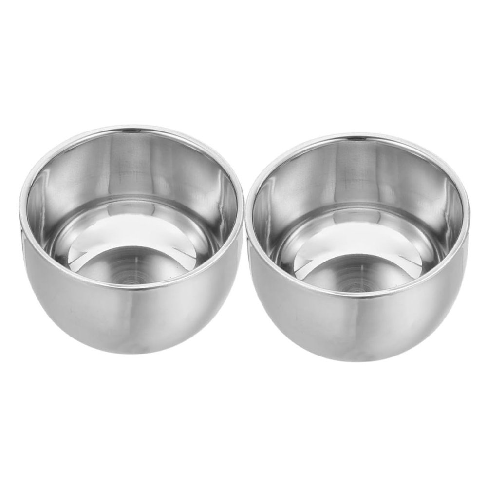 HAPINARY 2pcs Stainless Steel Shaving Bowl Men's Shaving Soap Mug Shave Foam Cup Stand Double Layer Foaming Dish for Travel Home Use