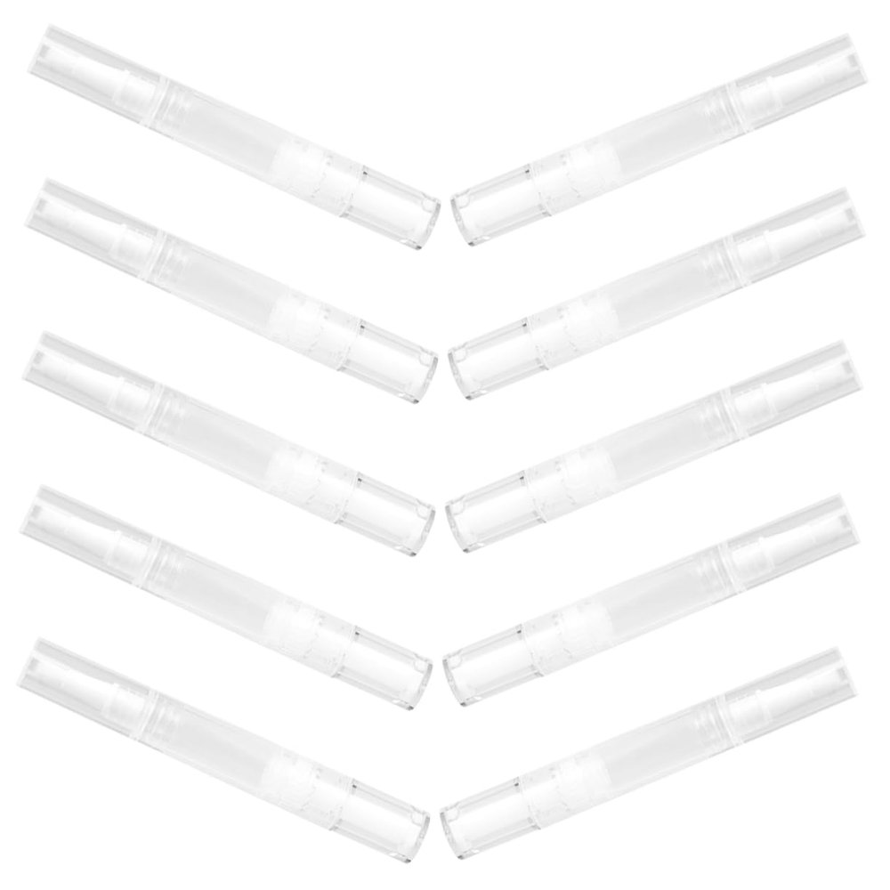 SKISUNO 10pcs Transparent Twisting Pens Refillable Lip Gloss Applicator Brush Tip Leak Cosmetic Tubes for Liquid Perfume Nail Oil Portable Container for Travel