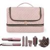 Yarwo Carrying Case Compatible with Shark Flexfusion HD641S/HD642S, Double Layers Hanging Travel Bag for FlexFusion Hair Straightener & Powerful Hair Dryer and Hair Styler Attachments, Dusty Rose view 1
