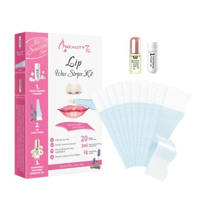Beauty7 Sensitive Lip Wax Strips, Facial Wax Strips, Face Hair Removal, 20 pcs with Pearl Powder Essential Oil Waxing Strip, for Sensitive Skin Types Women