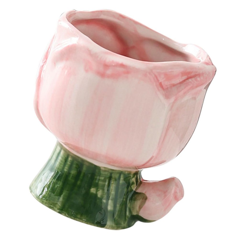 ABOOFAN Ceramic Makeup Brush Holder Cute Floral Desk Organizer for Cosmetics Pens and Accessories Wide Open Design for Easy Access Lightweight and Polished Finish Pink