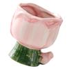 ABOOFAN Ceramic Makeup Brush Holder Cute Floral Desk Organizer for Cosmetics Pens and Accessories Wide Open Design for Easy Access Lightweight and Polished Finish Pink view 1