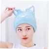 Baluue 2pcs Long Hair Fast Drying Towel Hat Cat Ear Design Absorbent Hair Drying Cap for Bathroom view 3
