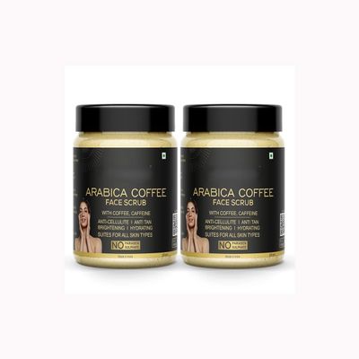 Natural Arabica Coffee Face Scrub With Coffee, Caffeine And Cocoa Butter For Face 100 Gm Scrub (100 g) (Pack Of 2)