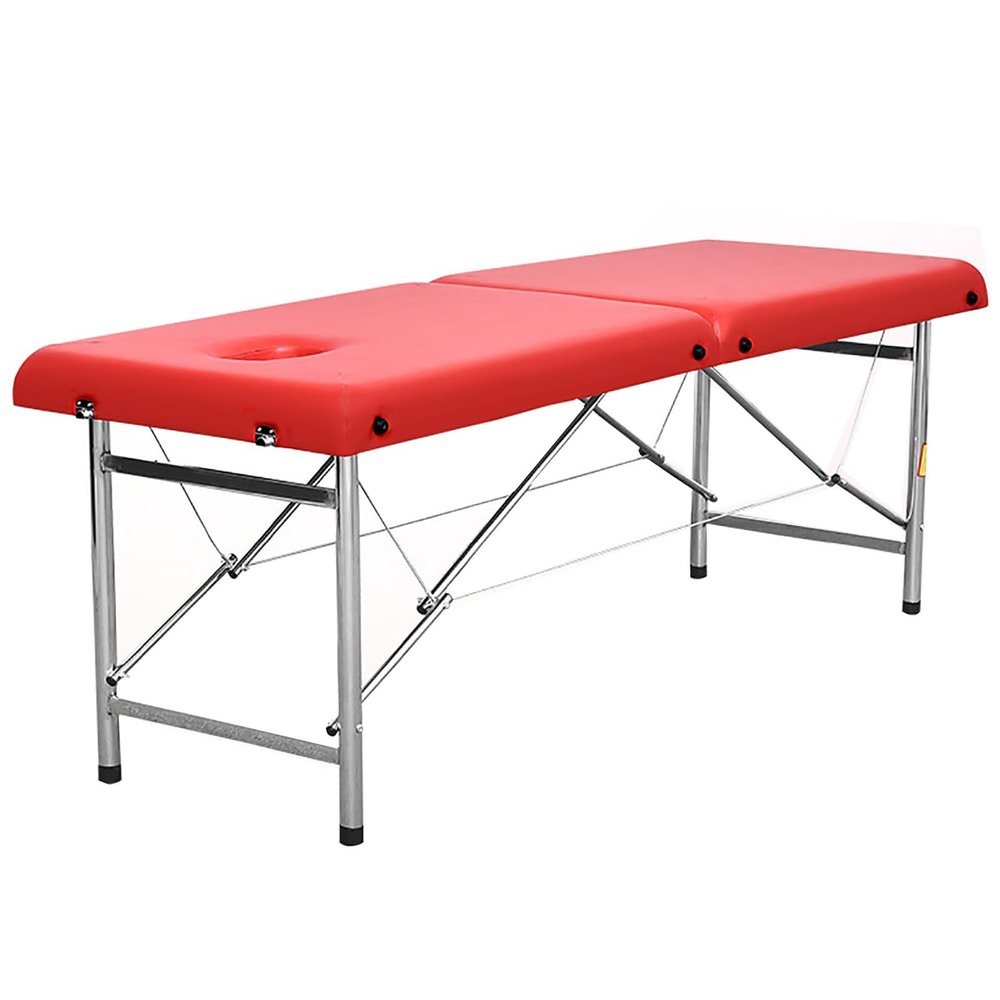 DKPLOE Foldable Massage Table Portable, Strong Load-Bearing Capacity No Installation Required Lash Bed, Easy to Carry Space-Saving Suitable for Beauty Salons Massage Parlors(Red)