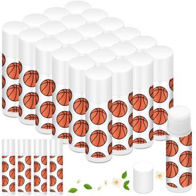 24 Pcs Basketball Lip Balm Bulk for Team Gifts Sports Moisturizing Jasmine Taste Lipstick Basketball Party Favors for Women Players Sports Teachers Fans Birthday Party Supplies