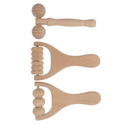Baluue 3pcs Wooden Facial Roller Reusable Face and Neck Skin Care Tool for Puffiness Relief Muscle Relaxation and -aging Treatment