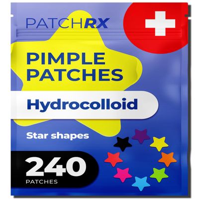 PatchRx Star Pimple Patches for Face (240 Patches) with Hydrocolloid, Cute Acne Patches Star Face Pimple Patches Zit Patches