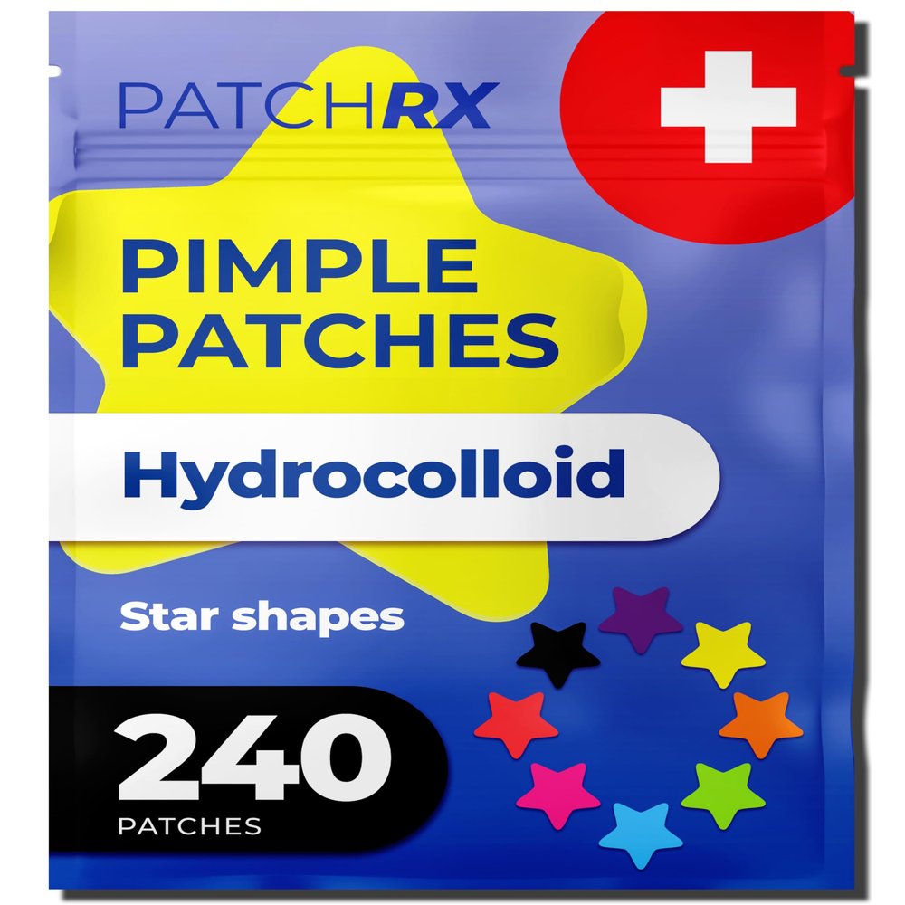 PatchRx Star Pimple Patches for Face (240 Patches) with Hydrocolloid, Cute Acne Patches Star Face Pimple Patches Zit Patches