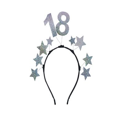 18 Years Silver Glitter Star Headband