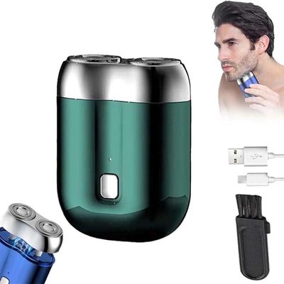 Mini Dual-Head Electric Shaver for Men | Portable Rechargeable Waterproof Pocket Razor, Compact Washable Travel Grooming Tool (Green)