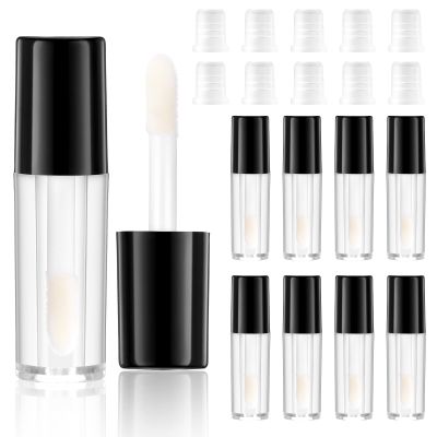 10 PCS Empty Lip Gloss Tubes, 1.2ml Mini Lip Gloss Tubes Lips Glosses Containers Refillable Lips Glosses Bottles Black Tube Cap Empty Tube with Wand for Lipstick Samples Makeup Lipgloss Making