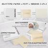 BOROLA 3-in-1 Oil Blotting Paper Set for Face 100 Sheets Oil Absorbing Sheets with Portable Mirror & Adhesive Makeup Puff, Blotting Papers for Oily Skin, Design for Men & Women(White) view 2