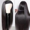 olimaruly Straight Headband Wig Human Hair Wear and Go No Lace Machine Made 24 Inch Straight Headband Wig Glueless 180% Density Headbands Wigs Human Hair Natural Black Color view 4