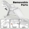 71in Massage Salon Tattoo Chair with Hydraulic Stool,Multi-Purpose 3-Section Facial Bed Spa Salon Table, Adjustable Beauty Barber Spa Beauty Equipment, White view 2