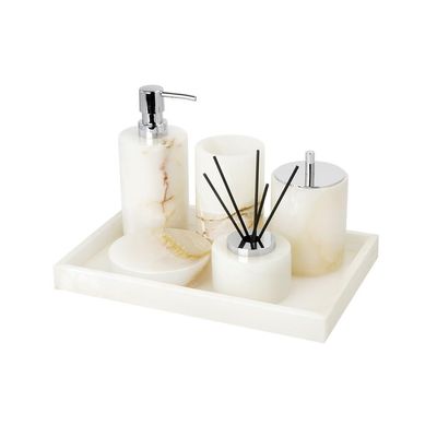 HBJWOV White Marble Bathroom Kit Bathroom Supplies Set Wash Sink Accessories Tissue Box Aromatherapy Tray