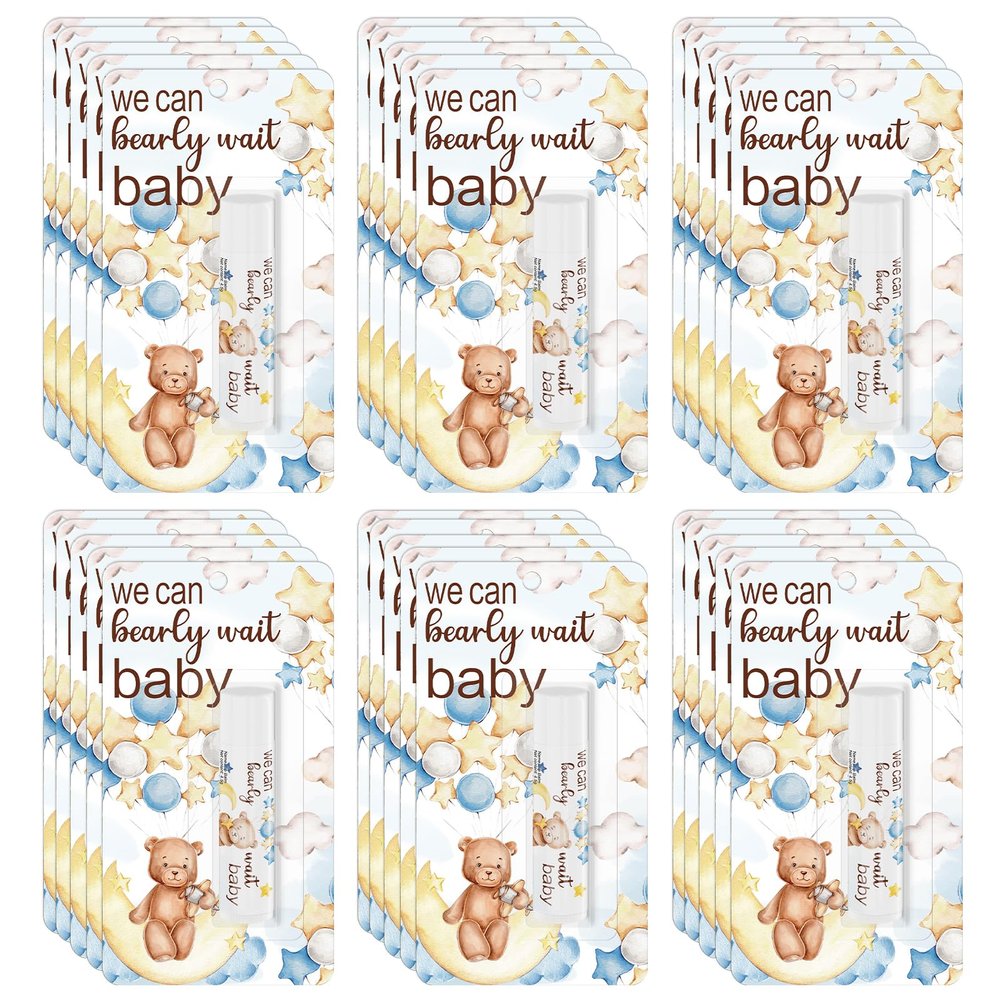 30 Pack Bear Baby Shower Bulk Lip Balms Games Prizes Party Gifts for Guests Friends Colleagues Gender Reveal Favors Decorations Souvenirs, Christmas Gift Bags Stuffers(Bear)