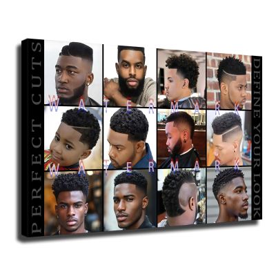 Barber Shop Hair Cuts for Wall Poster - Men's Trendy New Hairstyles Chart Canvas - HD Wall Art with Perfect Color for Barbershops & Hair Salons -Men's Haircuts and Fashion (1624 inch,Framed)