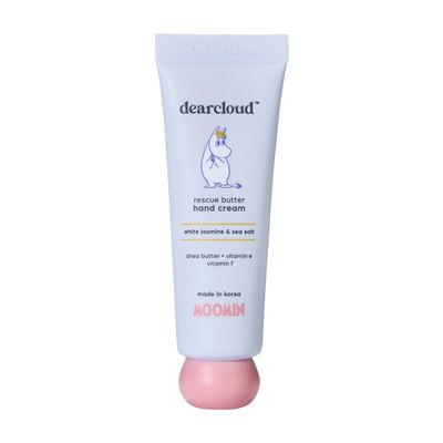 dearcloud Moomin Rescue Butter Hand Cream - Ultra Repair for Dry, Cracked Hands, Shea Butter, Vitamin E, and Vitamin F (White Jasmine + Sea Salt)