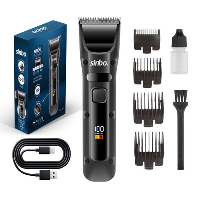 Beard Trimmer for Men Hair Clippers, Professional Stainless Steel Blade Electric Razor, LCD Display Cordless Hair Trimmer with 4 Guide Combs, 3 6 10 13 mm Cutting Length