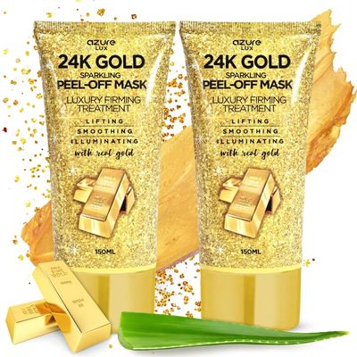 24K Gold Korean Skin Care Peel-Off Face Mask, Dermatologist Tested, 2 Pack