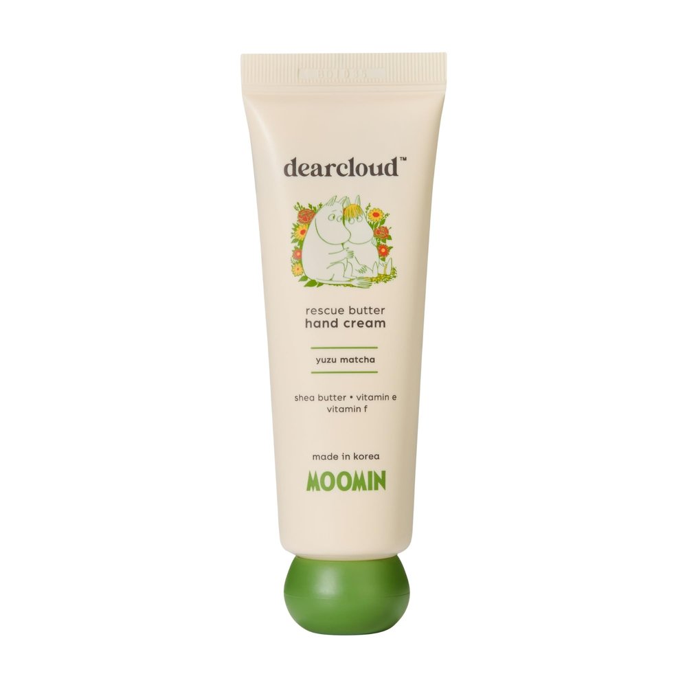 dearcloud Moomin Rescue Butter Hand Cream - Ultra Repair for Dry, Cracked Hands, Shea Butter, Vitamin E, and Vitamin F (Yuzu Matcha)