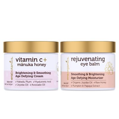 Era Organics Vitamin C Face & Organic Eye Cream  Nourishing Vitamin C Face Cream for Fine Lines, Wrinkles + USDA Organic Eye Balm for Puffiness, Bags  Made in USA, Safe For Sensitive Skin