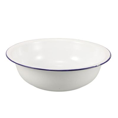 Cabilock Retro Enamel Foot Bath Bowl White Enamel Wash Basin Multi-Purpose Use for Foot Soaking Laundry