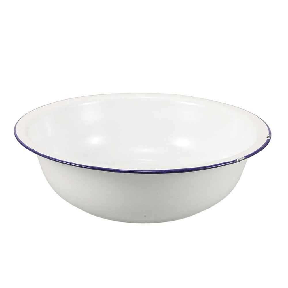 Cabilock Retro Enamel Foot Bath Bowl White Enamel Wash Basin Multi-Purpose Use for Foot Soaking Laundry