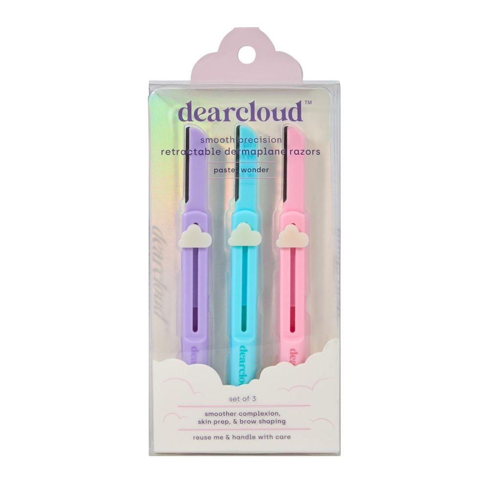 dearcloud Retractable Dermaplane Facial Razor Set - Smooth & Exfoliate Skin (3 pack)