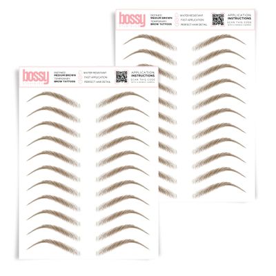 2 Pack Temporary Eyebrow Tattoos Waterproof Eyebrow Stickers, False Tattoos Hair Like Peel Off Instant Transfer Brows For Women And Men | Natural Strokes, Shaping (chic, ginger)